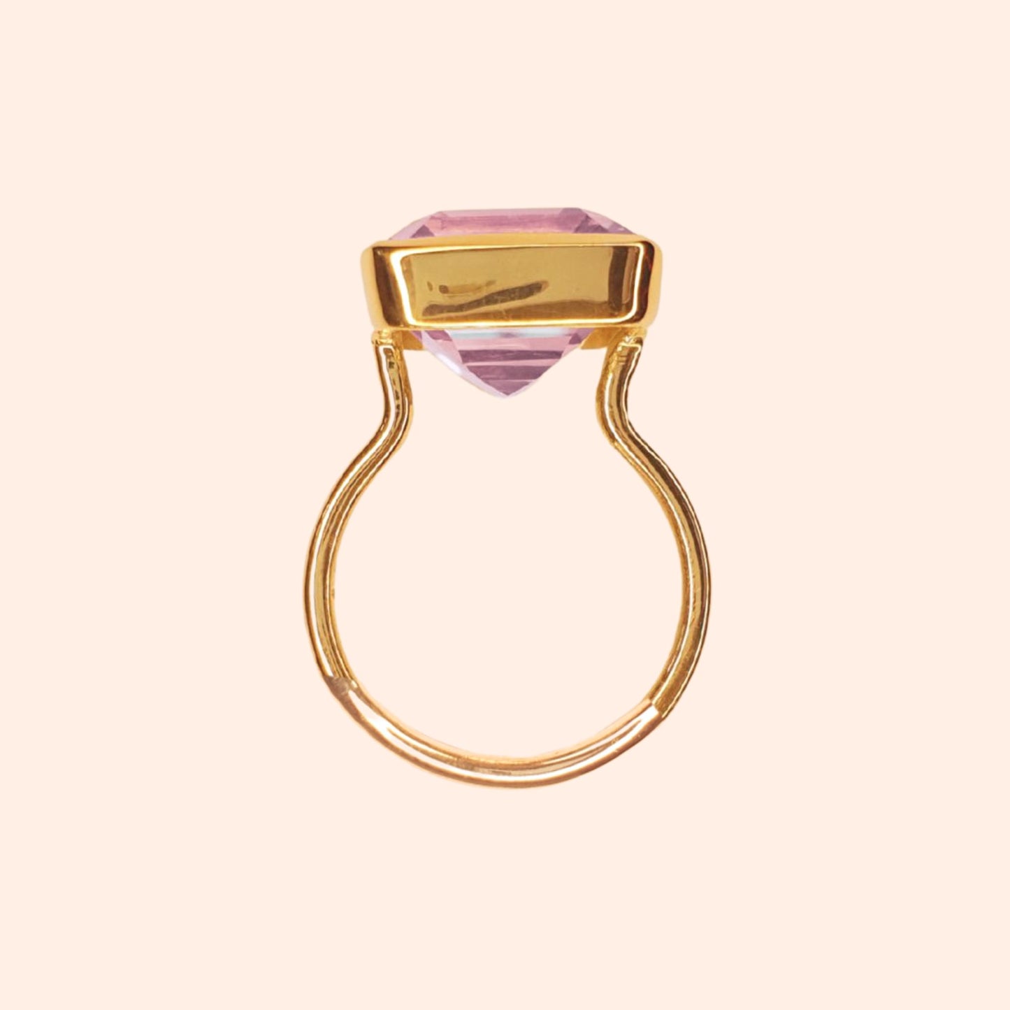 Bague fine avec pierre naturelle Améthyste - Pop rectangle