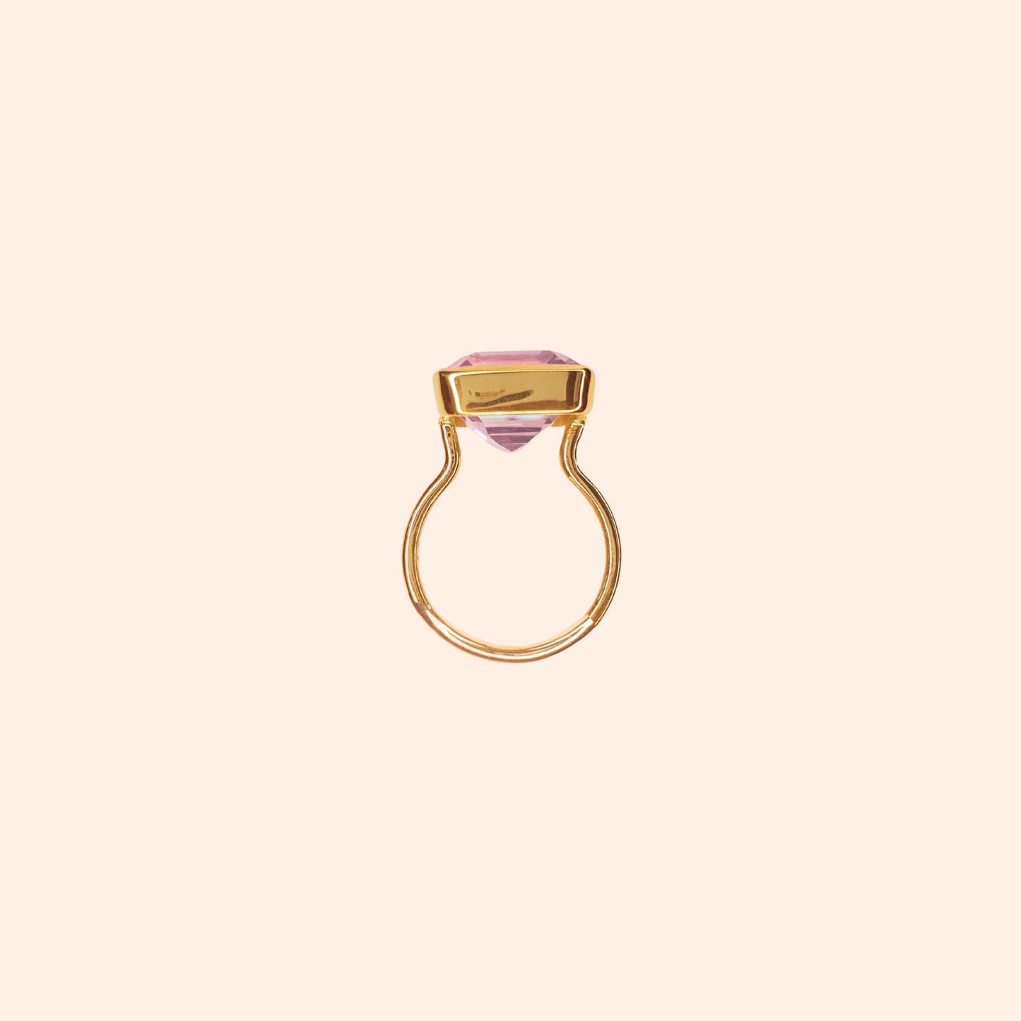 Bague fine avec pierre naturelle Améthyste - Pop rectangle