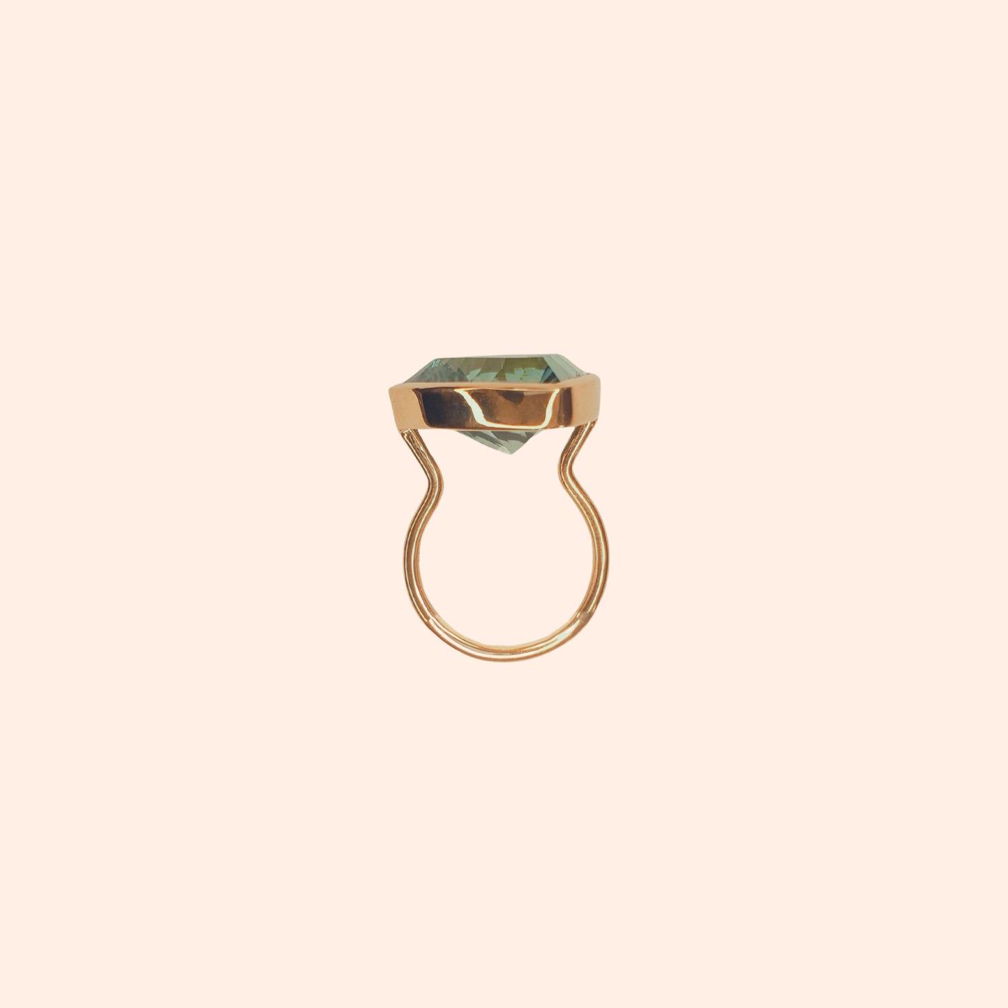 Bague fine avec pierre naturelle Apatite verte - Pop Triangle