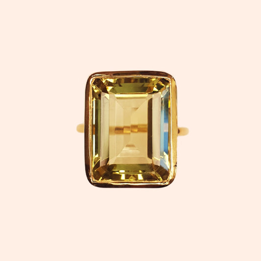 Bague fine avec pierre naturelle Topaze Citron - Pop rectangle