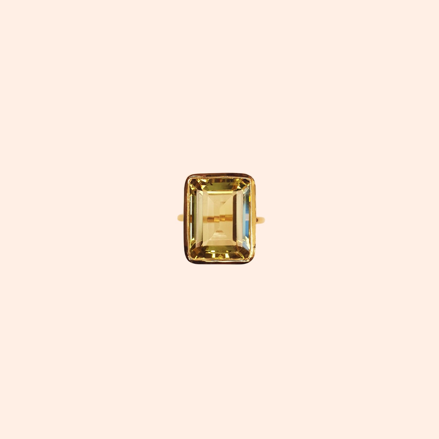 Bague fine avec pierre naturelle Topaze Citron - Pop rectangle