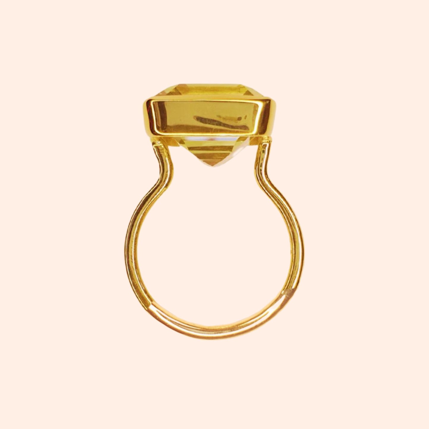 Bague fine avec pierre naturelle Topaze Citron - Pop rectangle