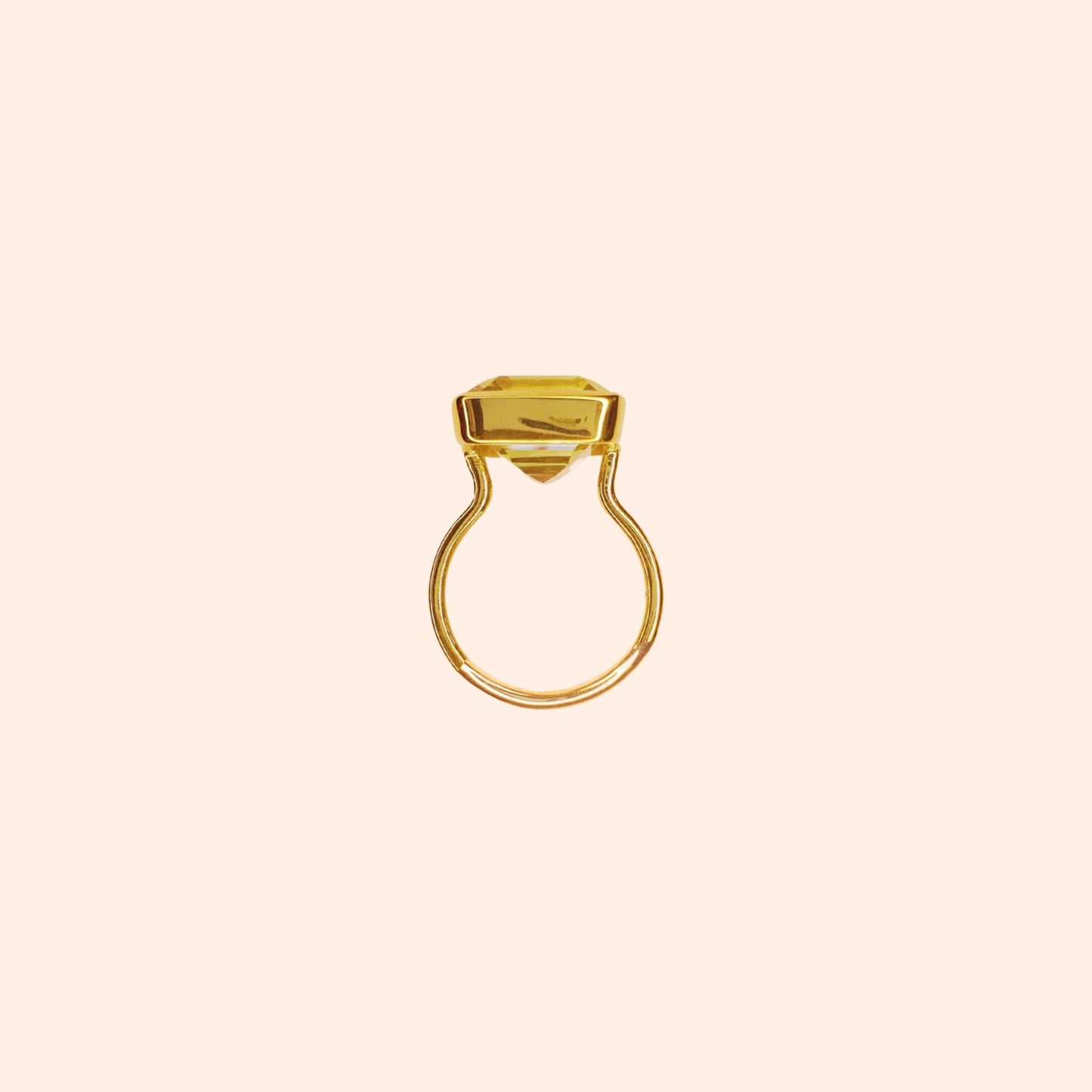 Bague fine avec pierre naturelle Topaze Citron - Pop rectangle