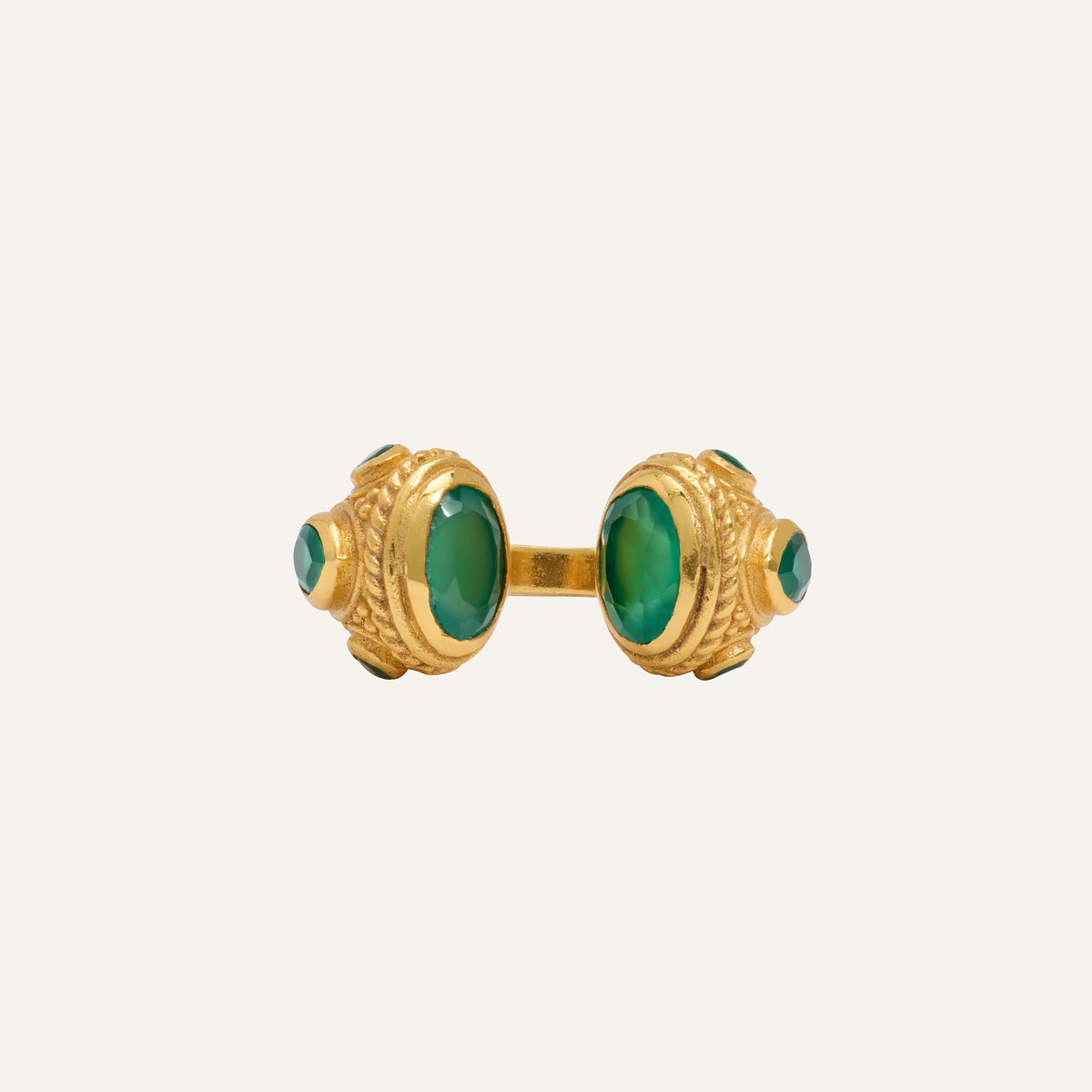 Bague Toi et Moi moderne Onyx vert - Astéless