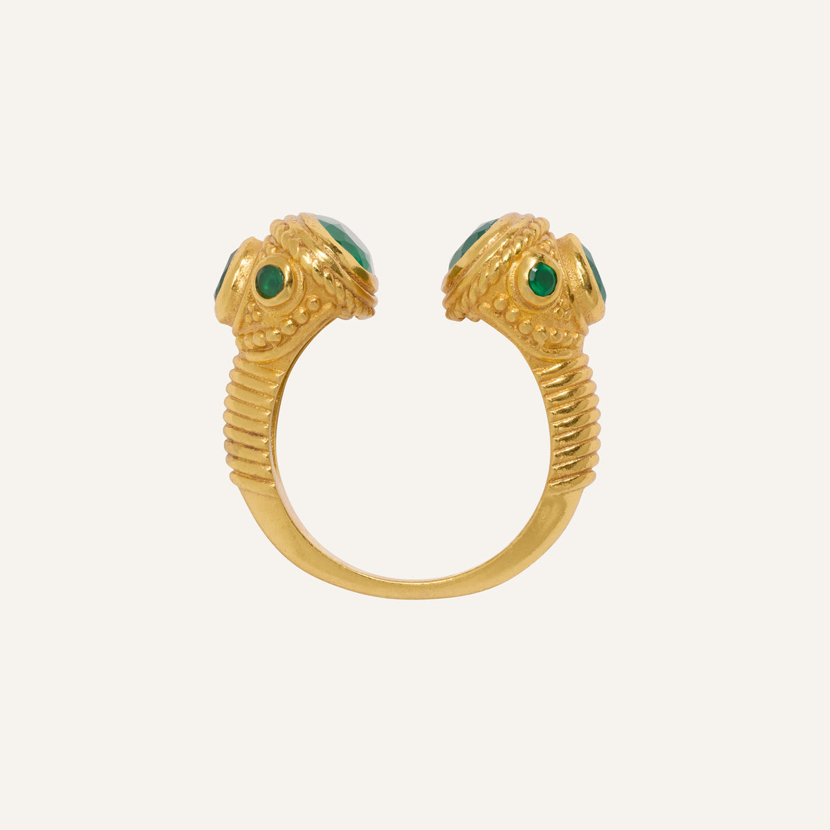 Bague Toi et Moi moderne Onyx vert - Astéless