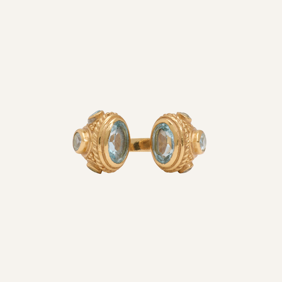 Bague Toi et Moi moderne Topaze bleu - Astéless