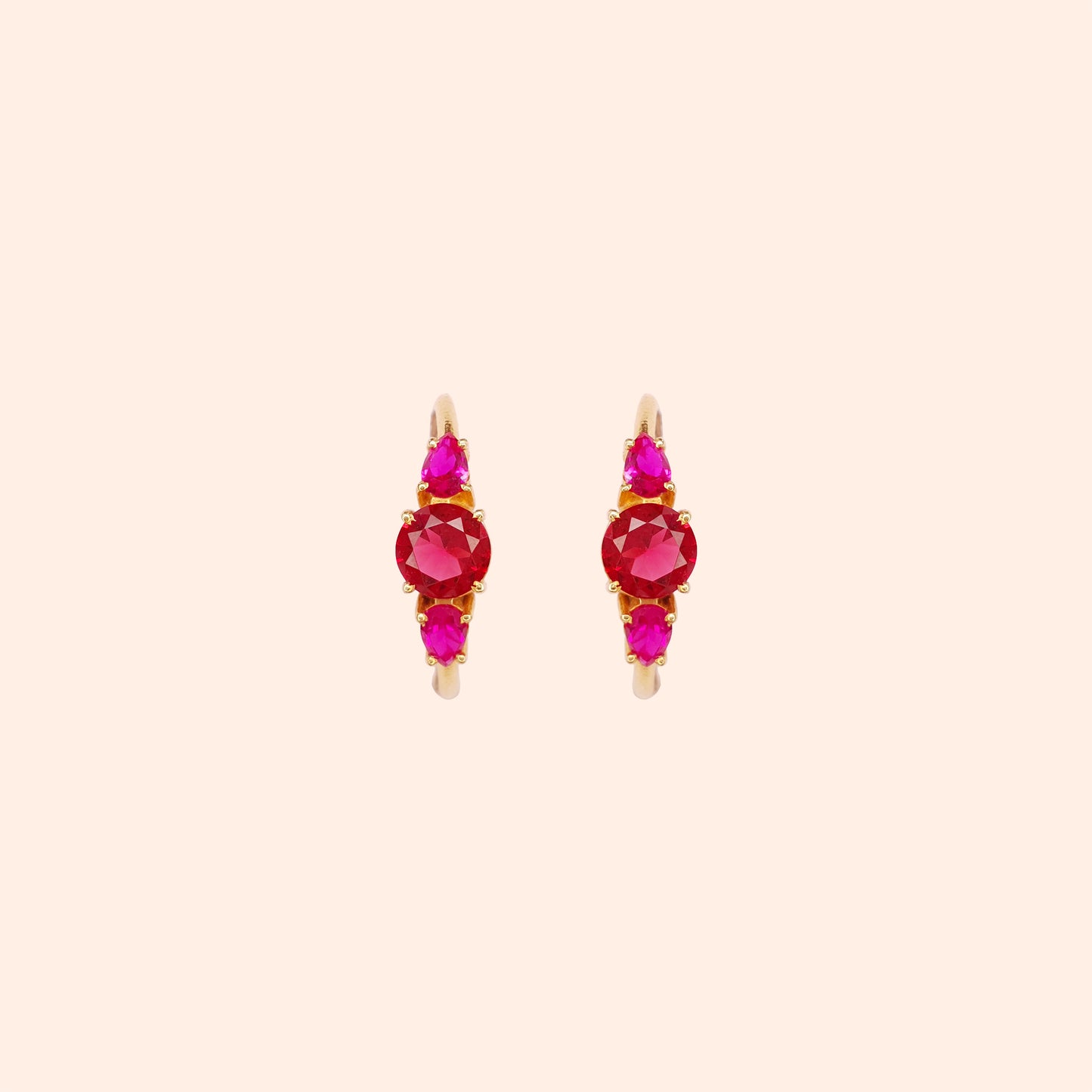 Boucles d'oreilles créoles cristal Fushia - Christy