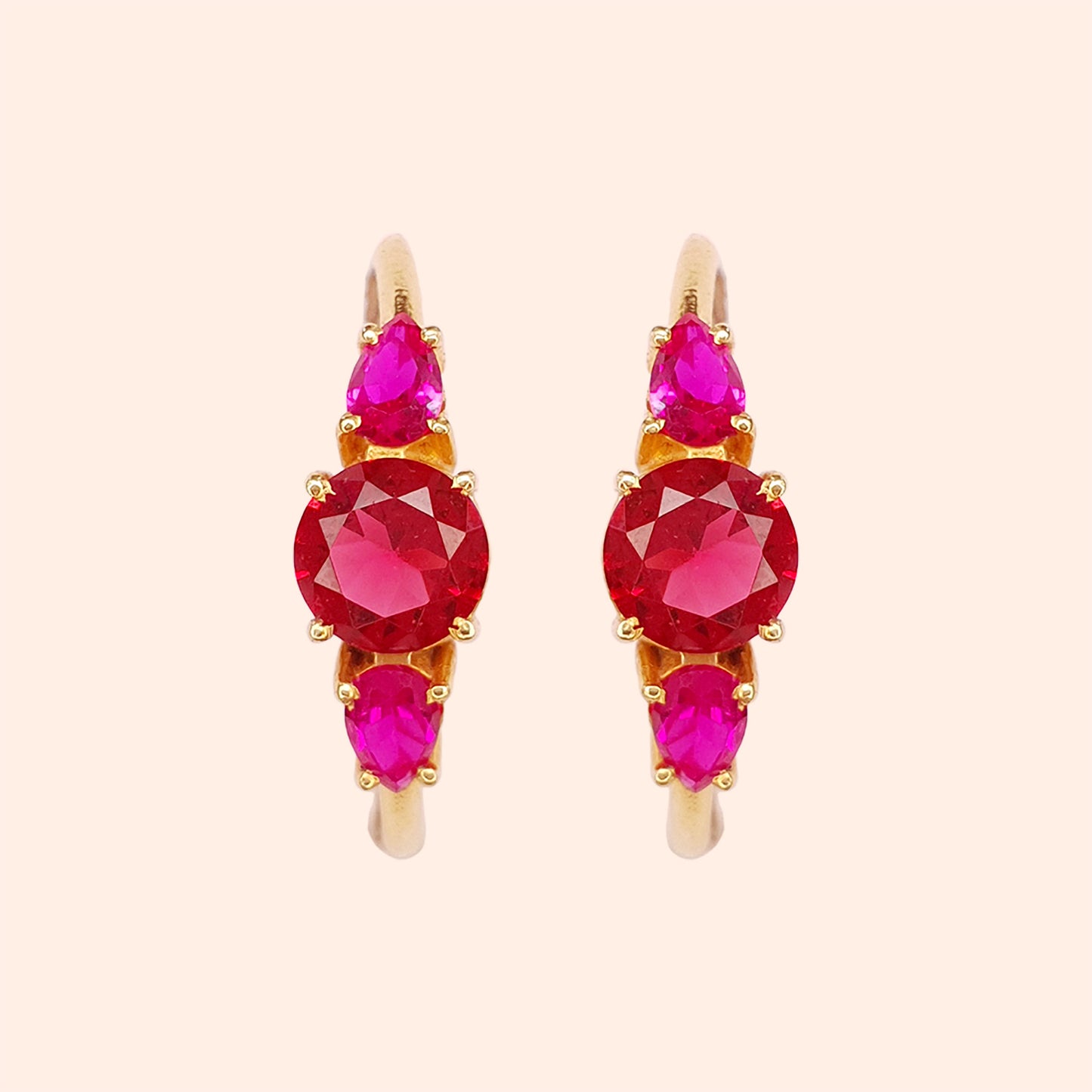 Boucles d'oreilles créoles cristal Fushia - Christy