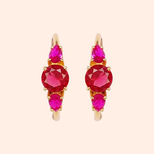 Boucles d'oreilles créoles cristal Fushia - Christy