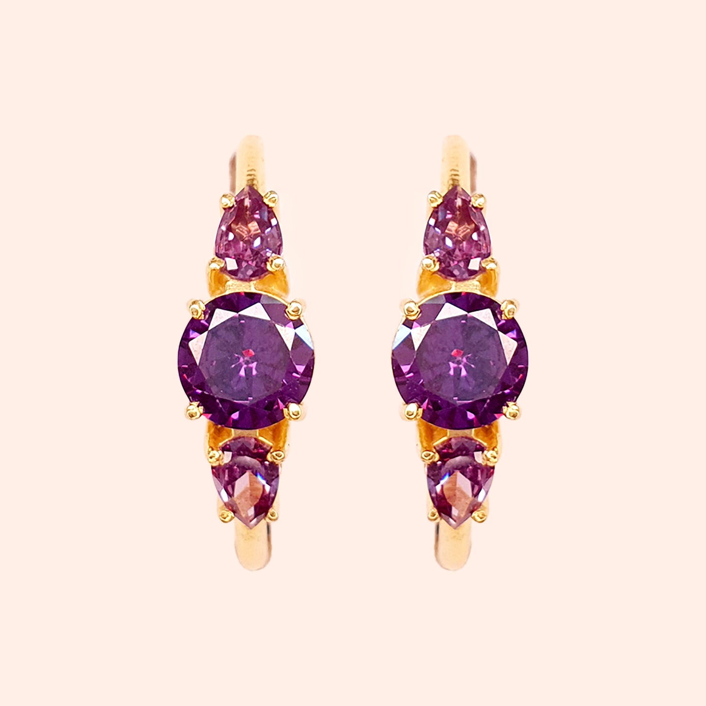 Boucles d'oreilles créoles cristal Violet - Christy