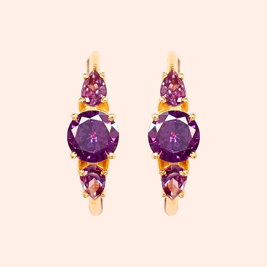 Boucles d'oreilles créoles cristal Violet - Christy