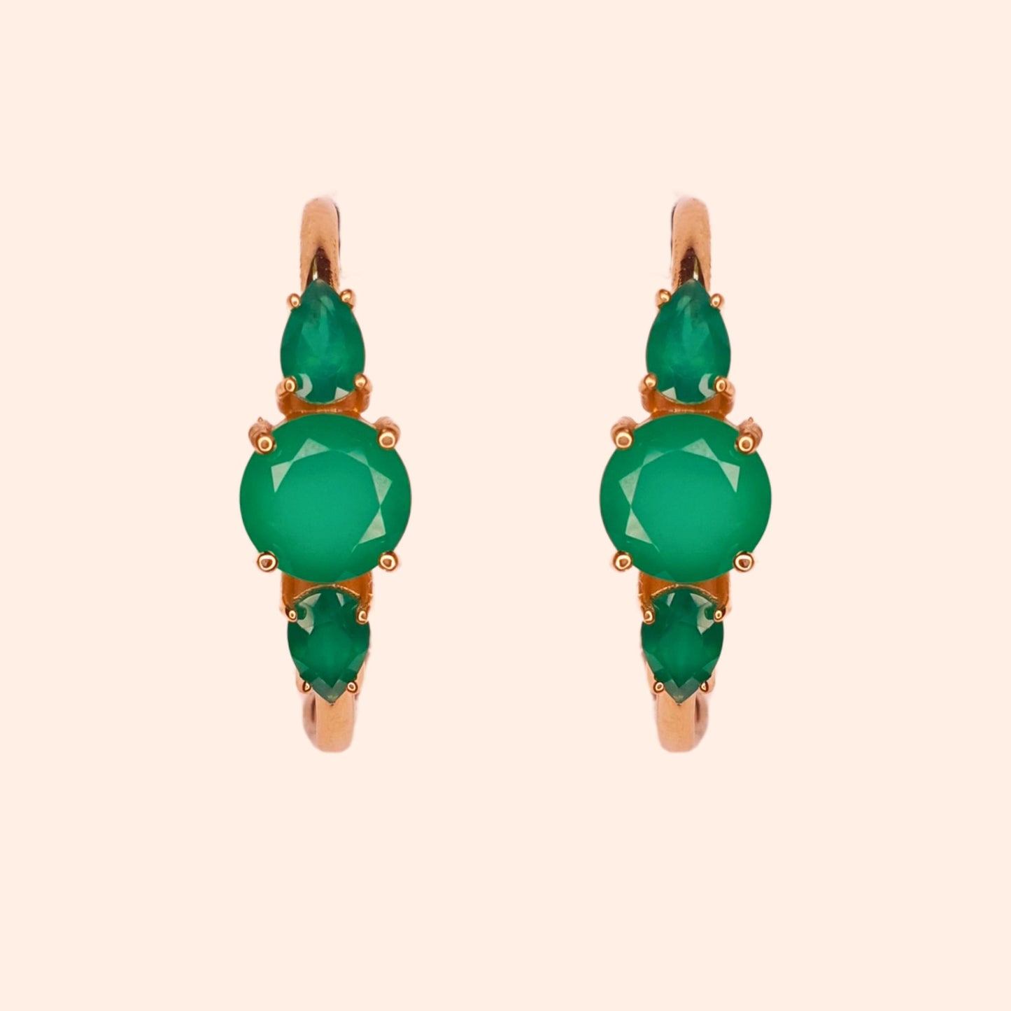 Boucles d'oreilles créoles Onyx vert - Christy