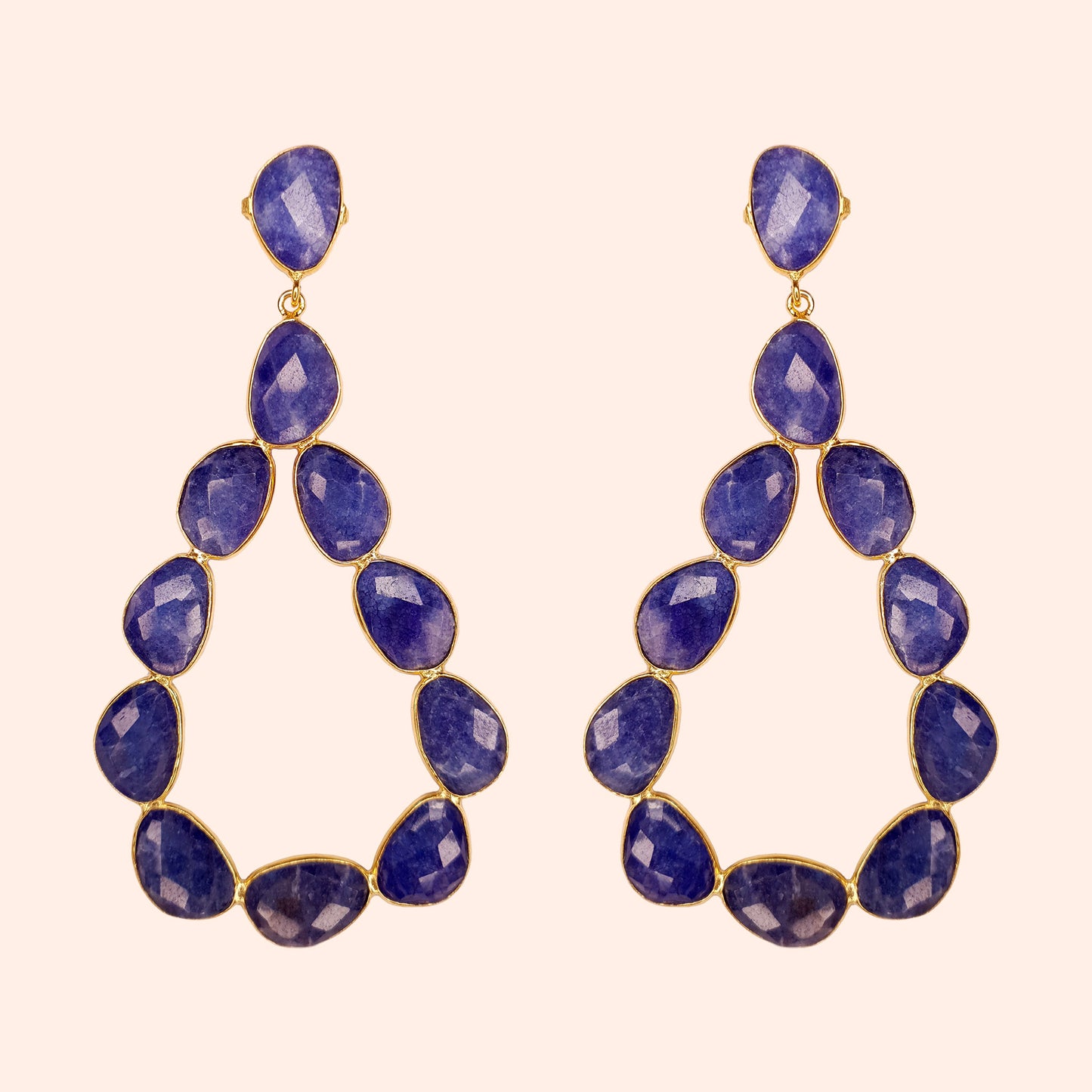 Boucles d'oreilles pendantes pierres Bleu - Donna