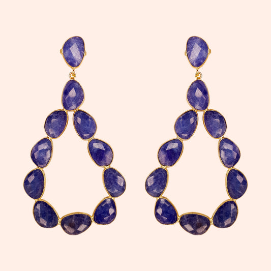 Boucles d'oreilles pendantes pierres Bleu - Donna