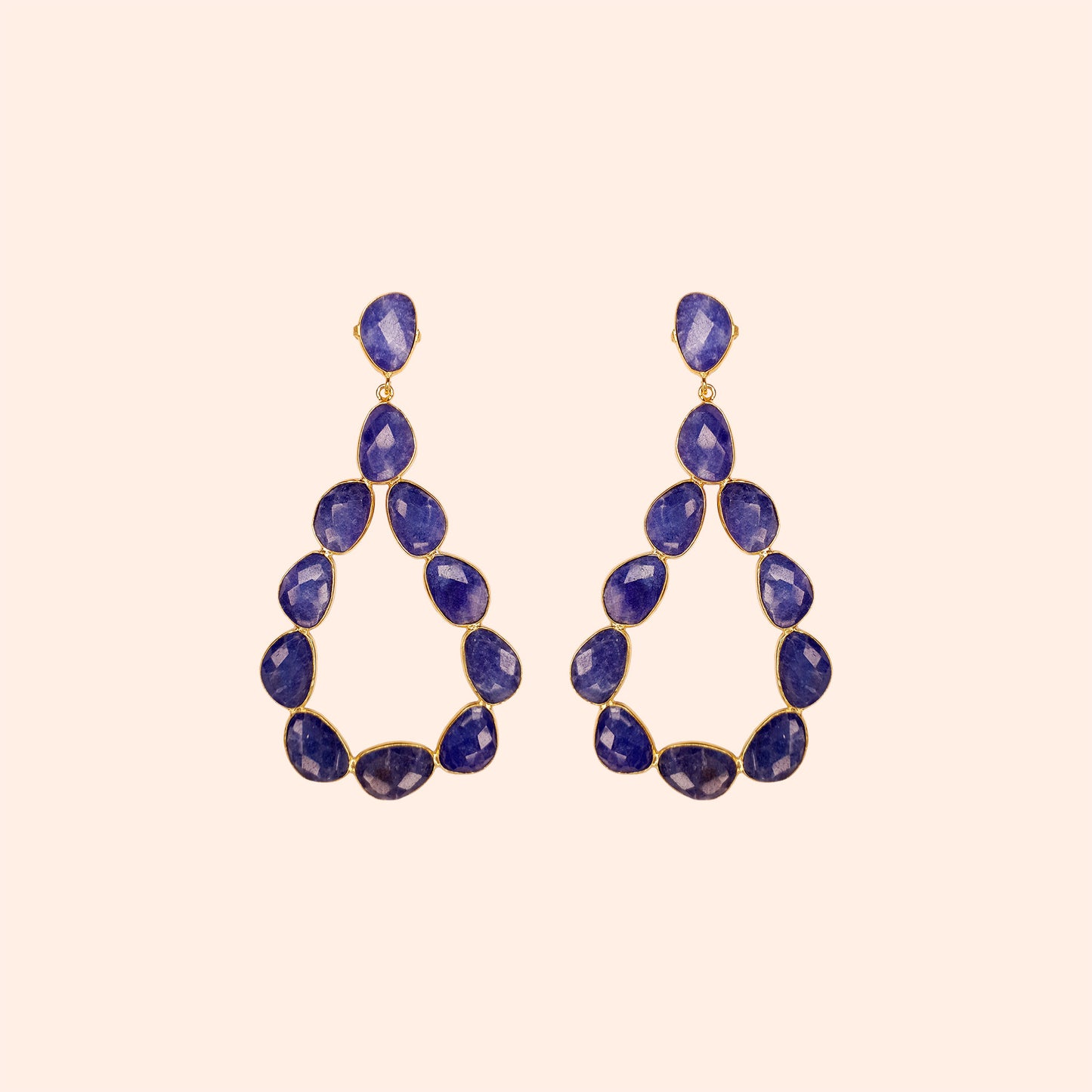 Boucles d'oreilles pendantes pierres Bleu - Donna