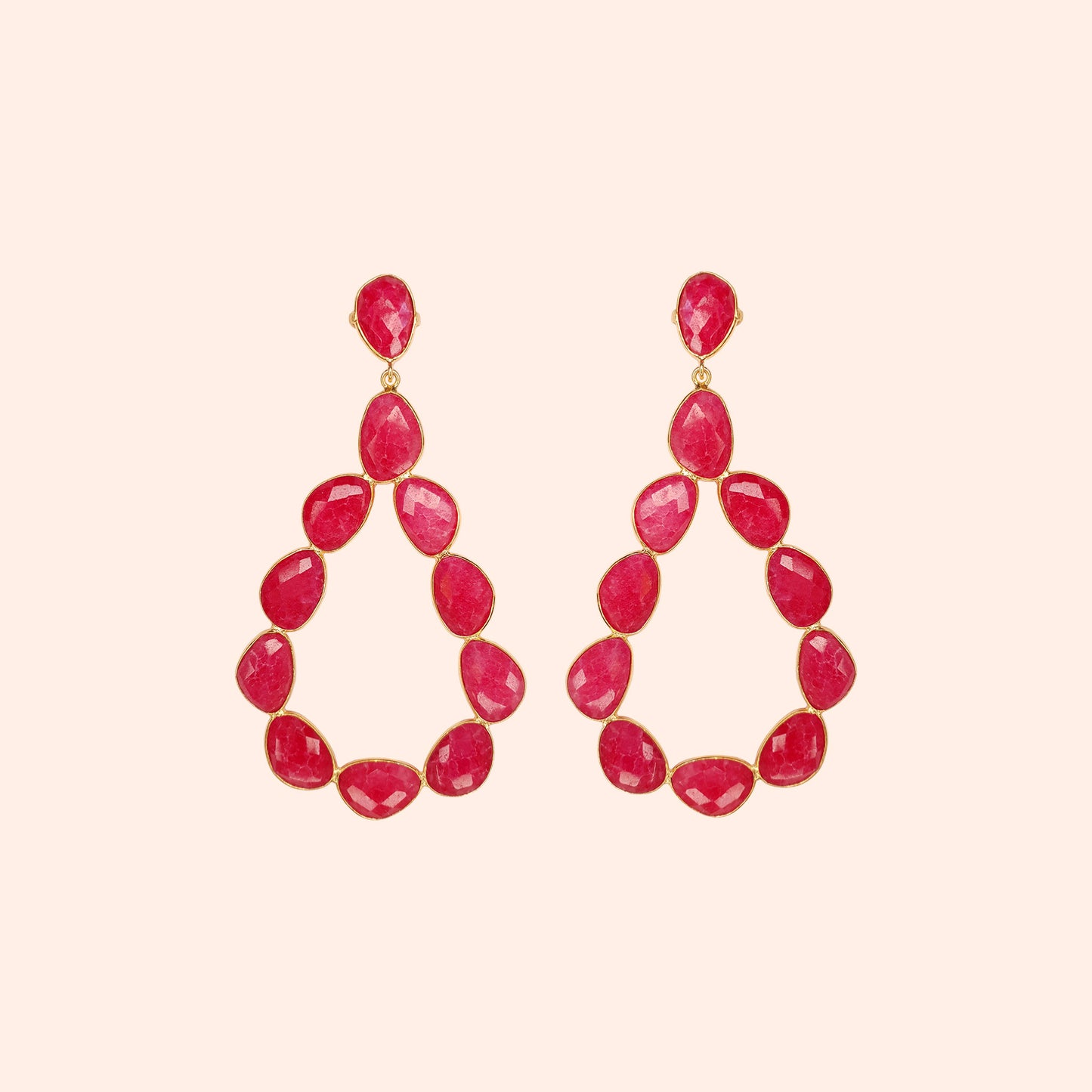 Boucles d'oreilles pendantes pierres Fushia - Donna