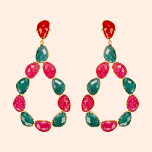 Boucles d'oreilles pendantes pierres Multicolores - Donna