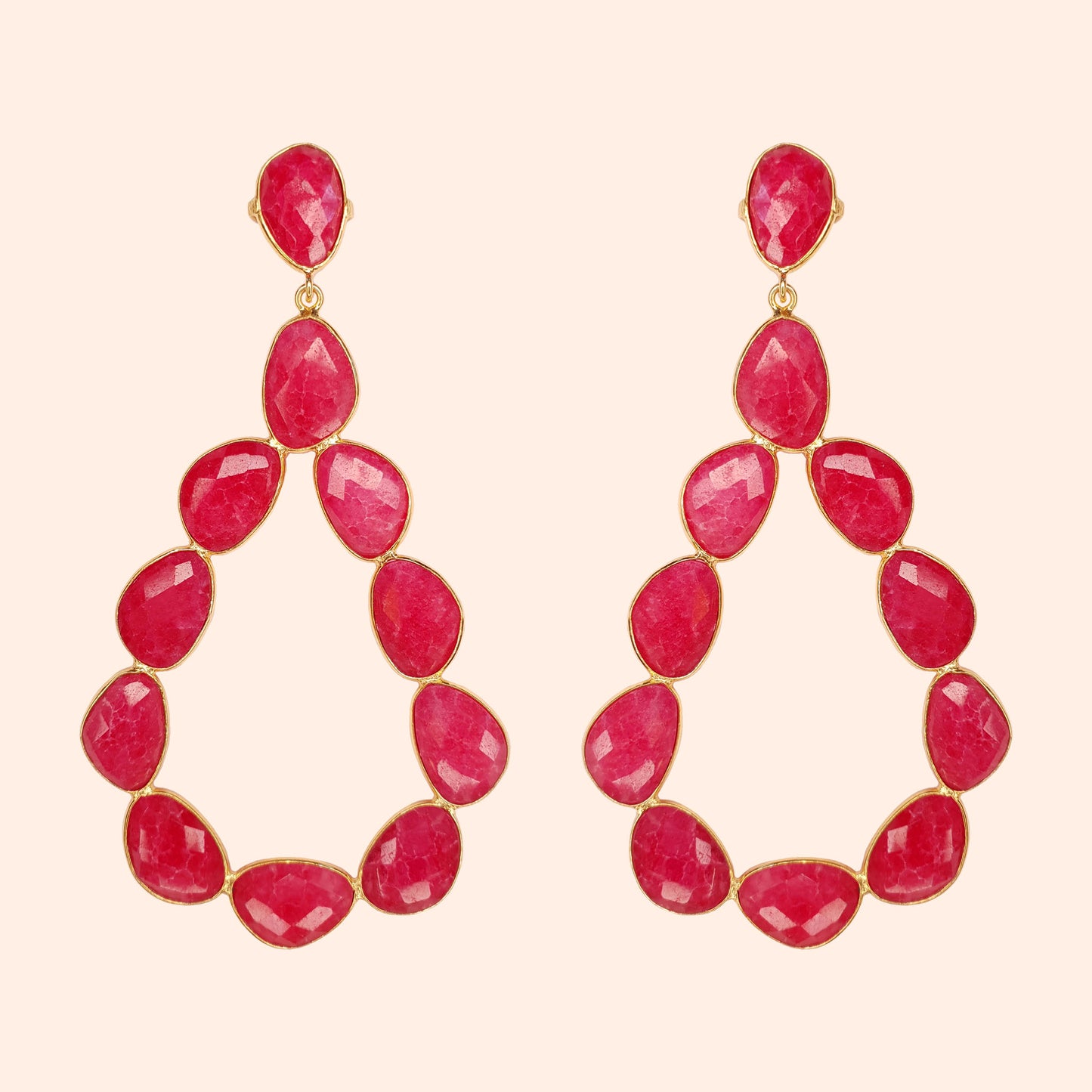 Boucles d'oreilles pendantes pierres Fushia - Donna