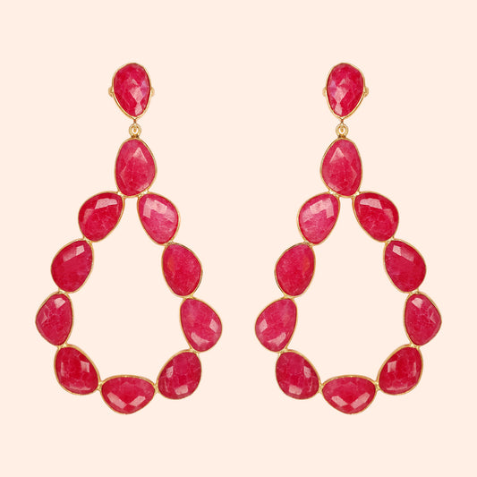 Boucles d'oreilles pendantes pierres Fushia - Donna