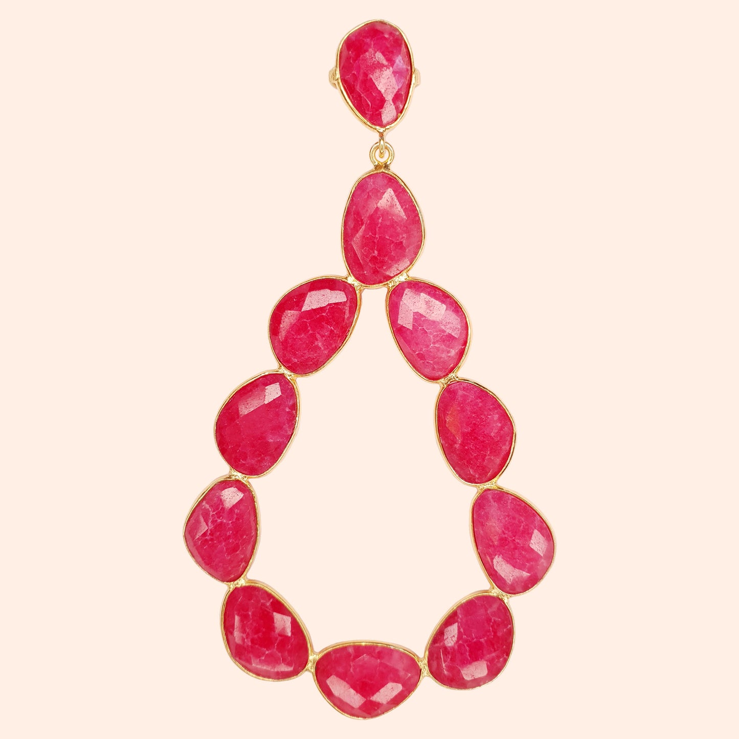 Boucles d'oreilles pendantes pierres Fushia - Donna