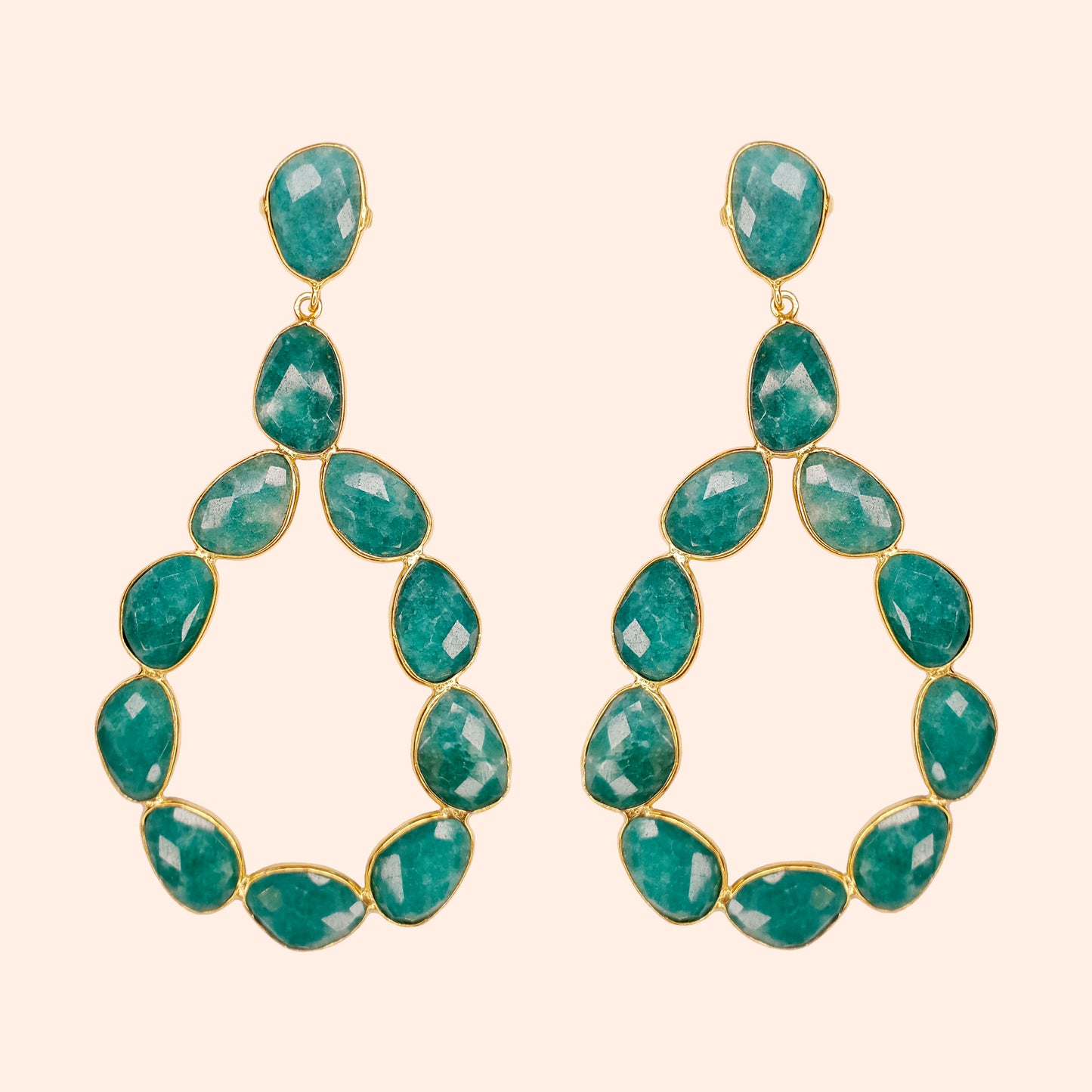 Boucles d'oreilles pendantes pierres Vert - Donna