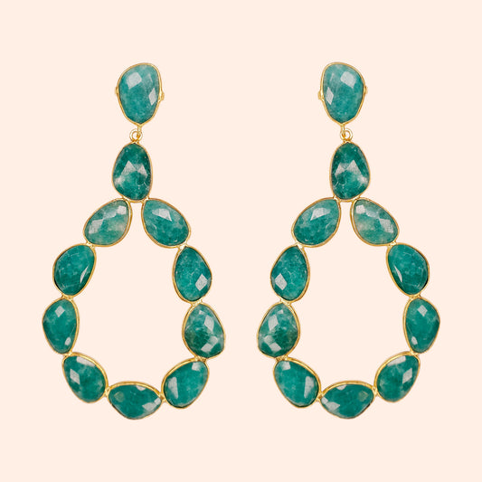 Boucles d'oreilles pendantes pierres Vert - Donna