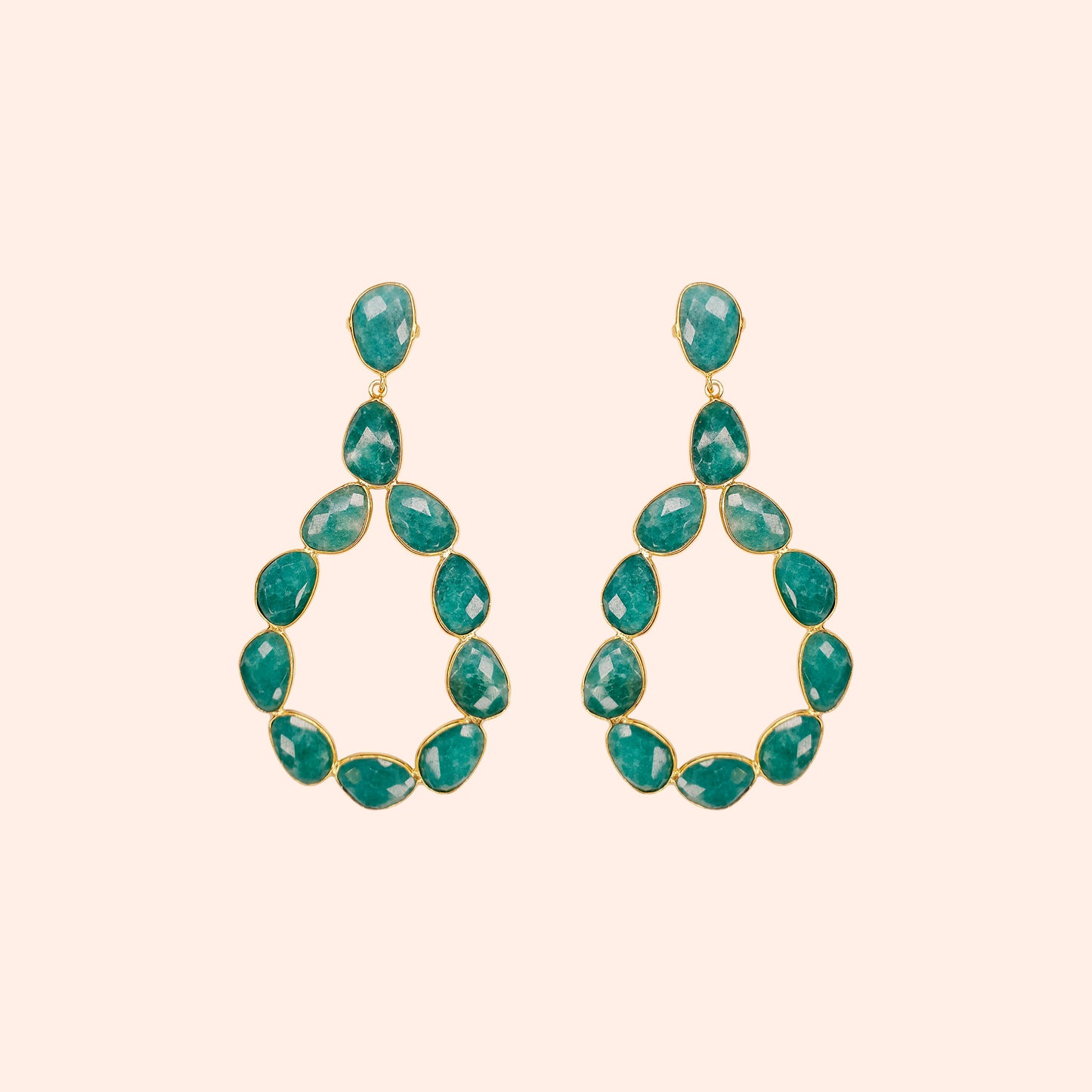 Boucles d'oreilles pendantes pierres Vert - Donna