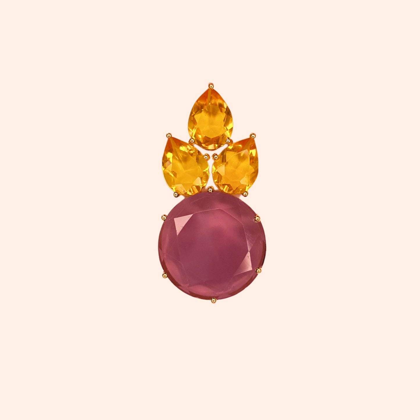 Boucles d'oreilles ananas cristal Violet/Jaune - Anais