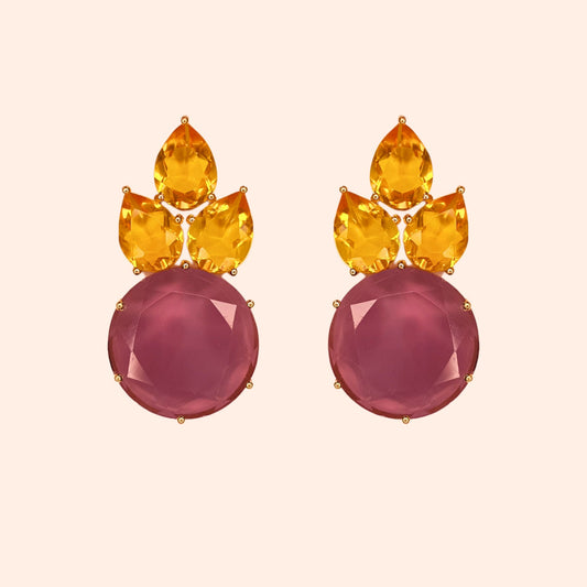 Boucles d'oreilles ananas cristal Violet/Jaune - Anais