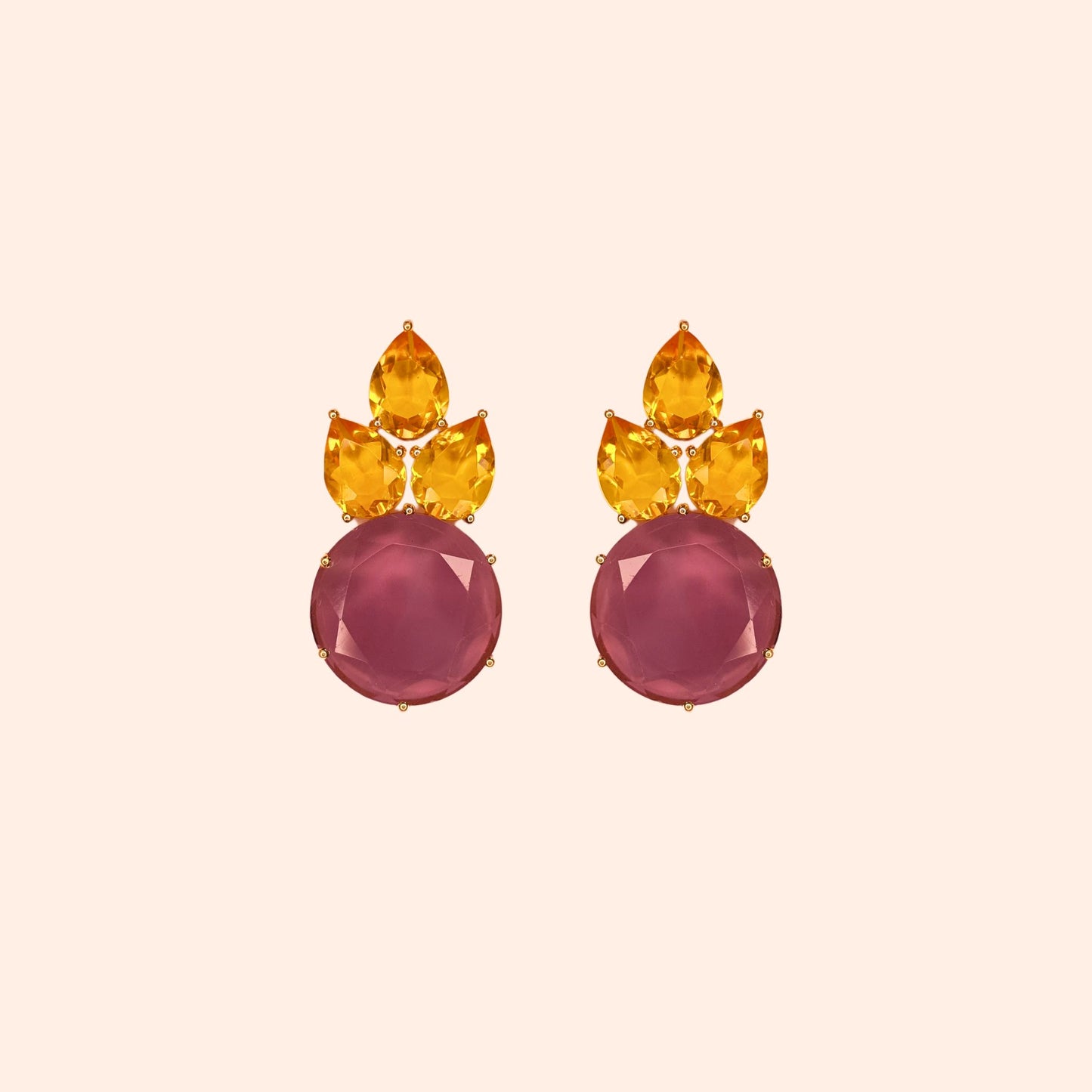 Boucles d'oreilles ananas cristal Violet/Jaune - Anais