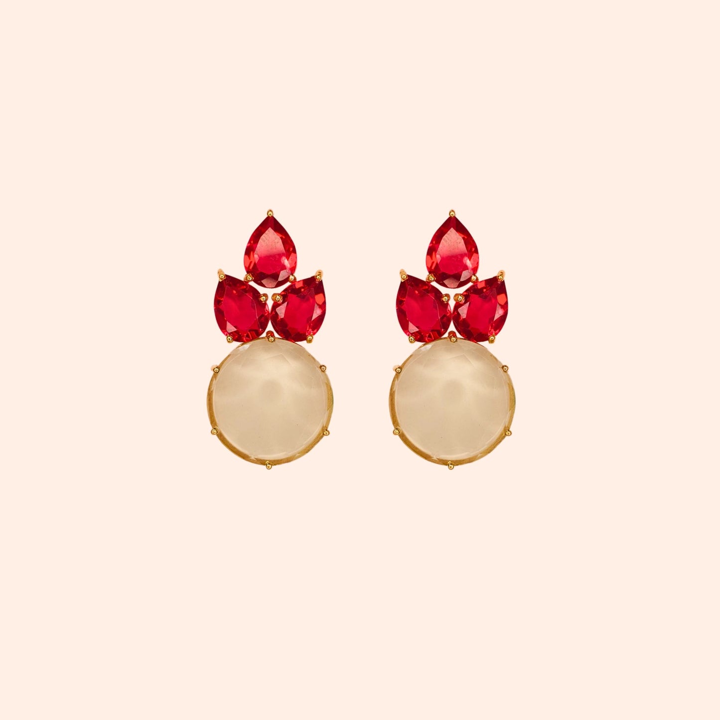 Boucles d'oreilles ananas cristal Rubis/Vert - Anais