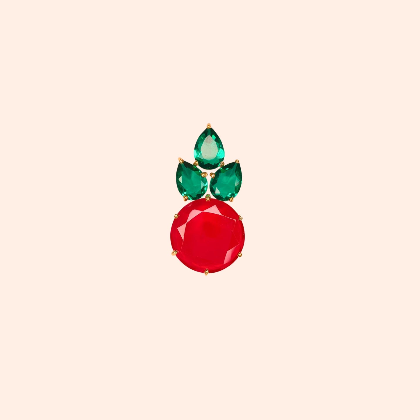 Boucles d'oreilles ananas cristal Vert Emeraude/Rubis - Anais