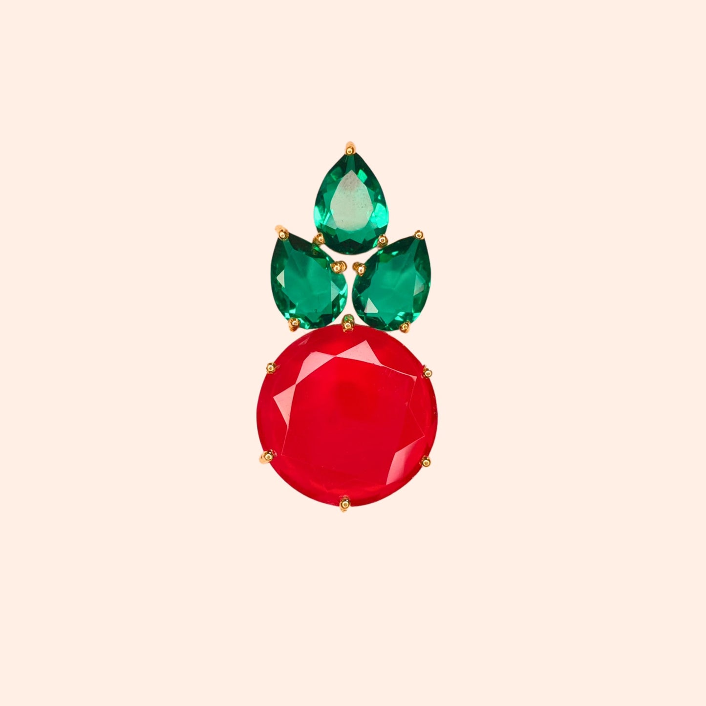 Boucles d'oreilles ananas cristal Vert Emeraude/Rubis - Anais