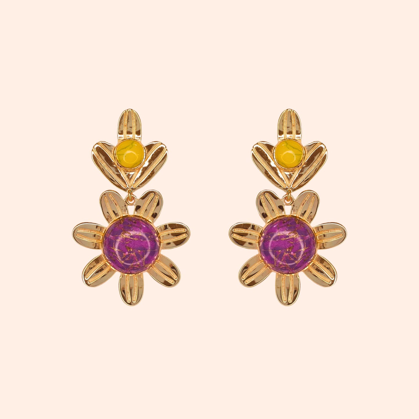 Boucles d'oreilles fleur pendante Violet - Daisy