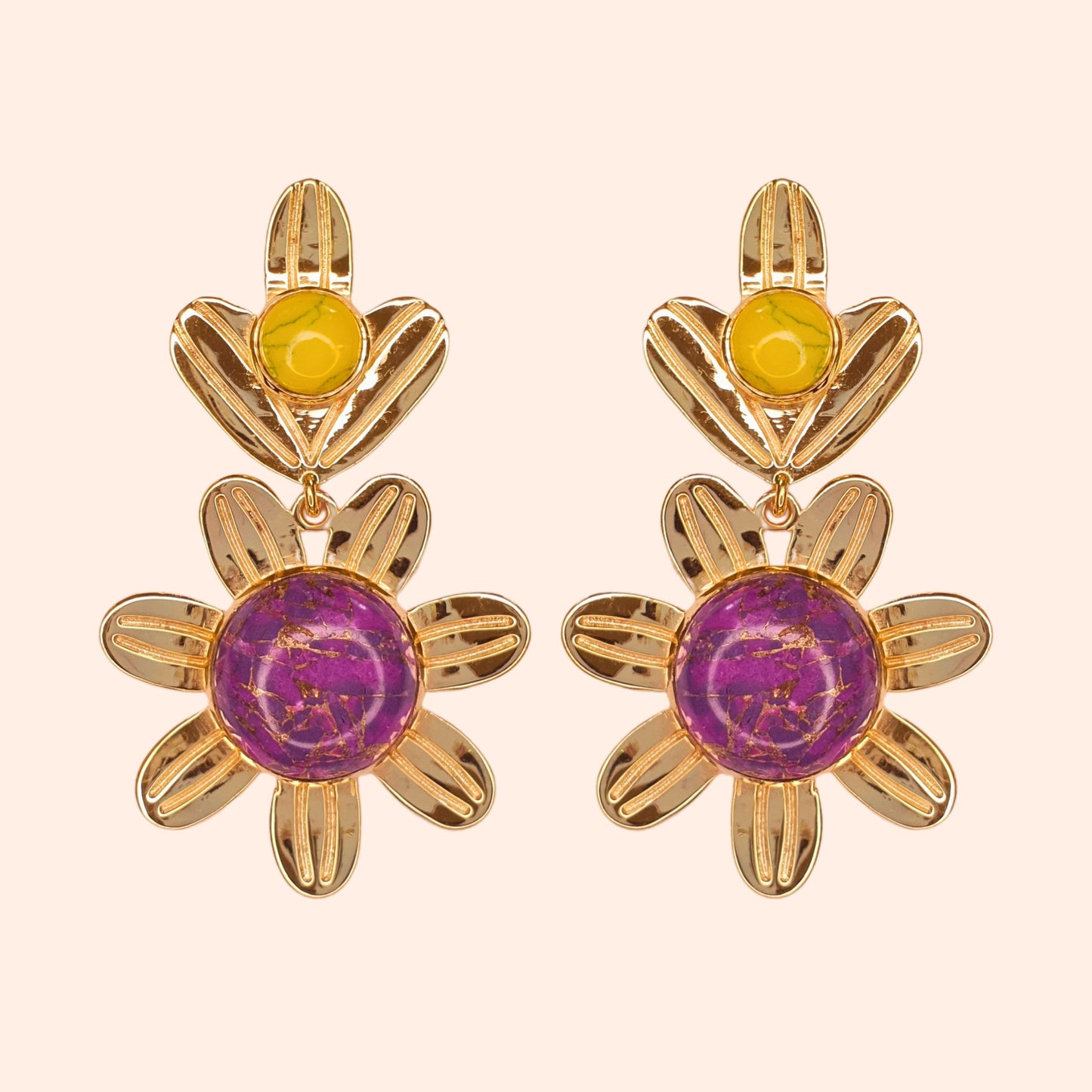 Boucles d'oreilles fleur pendante Violet - Daisy