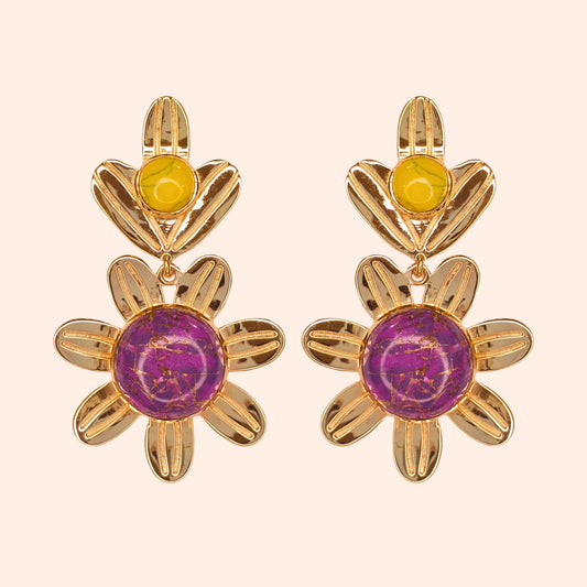 Boucles d'oreilles fleur pendante Violet - Daisy