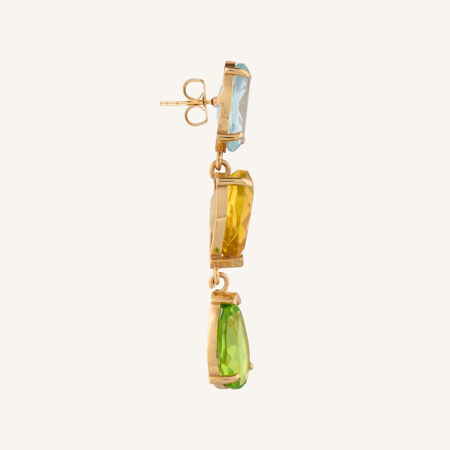 Boucles d'oreilles pendantes cristal Vert/Jaune/Bleu - Duchesse Annabelle