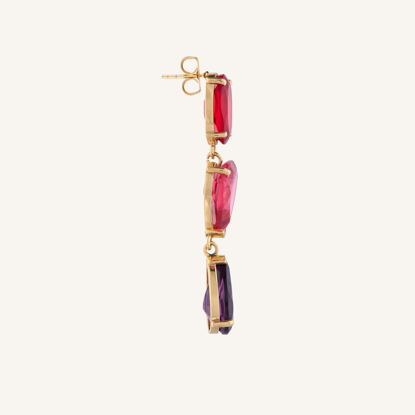 Boucles d'oreilles pendantes cristal Rouge/Rose/Violet - Duchesse Annabelle