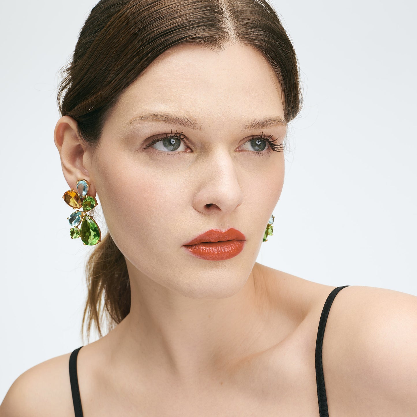 Boucles d'oreilles pendantes cristal Vert/Jaune/Bleu - Duchesse Victoria