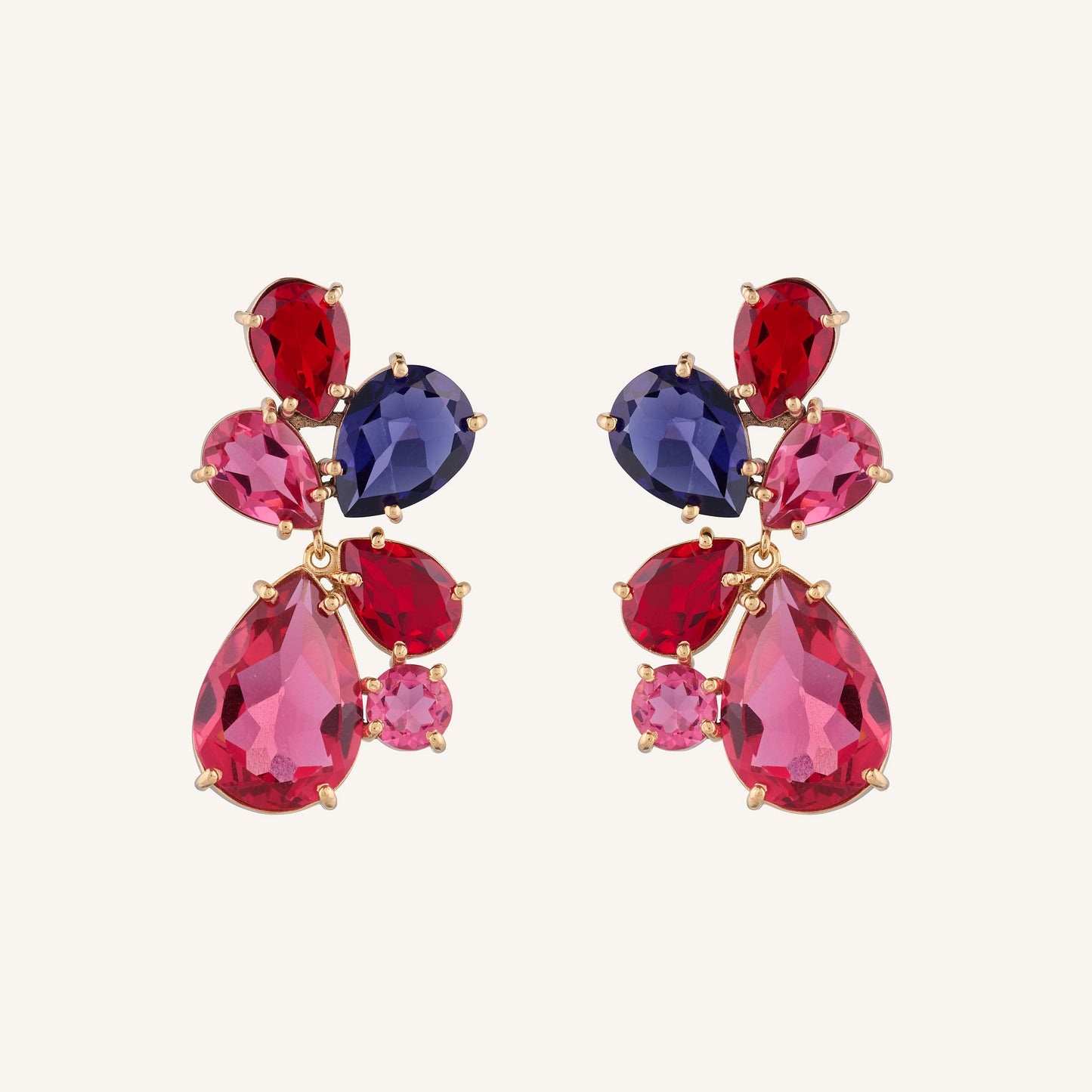 Boucles d'oreilles pendantes cristal Rose/Rouge/Violet - Duchesse Victoria