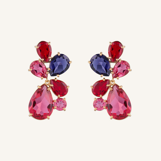 Boucles d'oreilles pendantes cristal Rose/Rouge/Violet - Duchesse Victoria