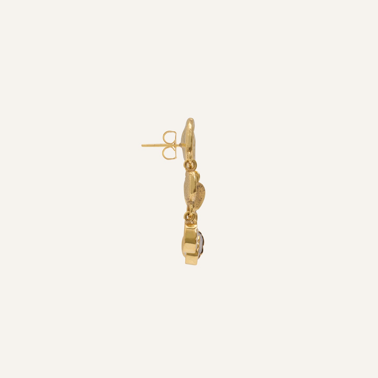 Boucles d'oreilles en laiton doré martelées et pendantes en Pierre de lune - Oria