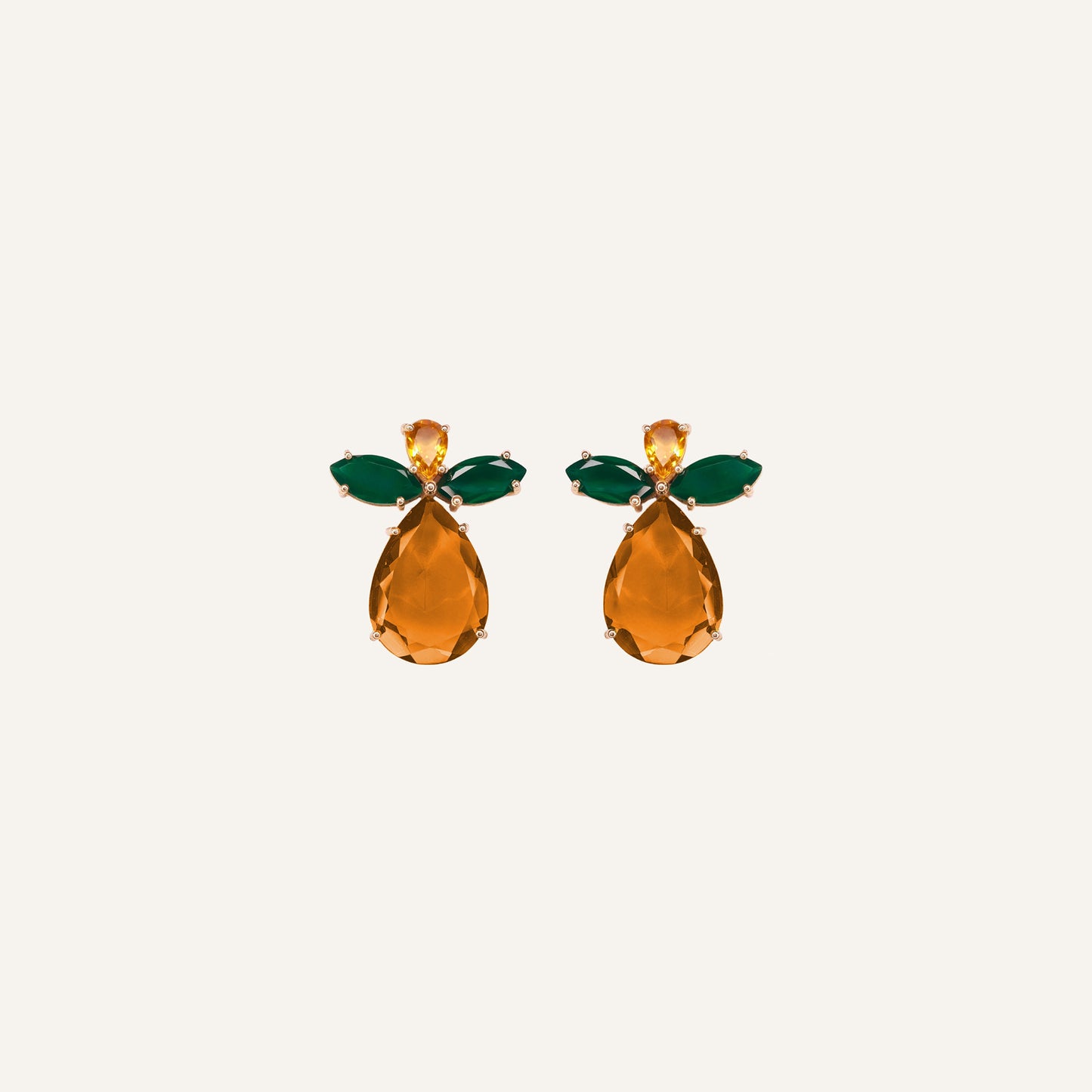 Boucles d'oreilles poire cristal Orange/Vert - Mini Perry