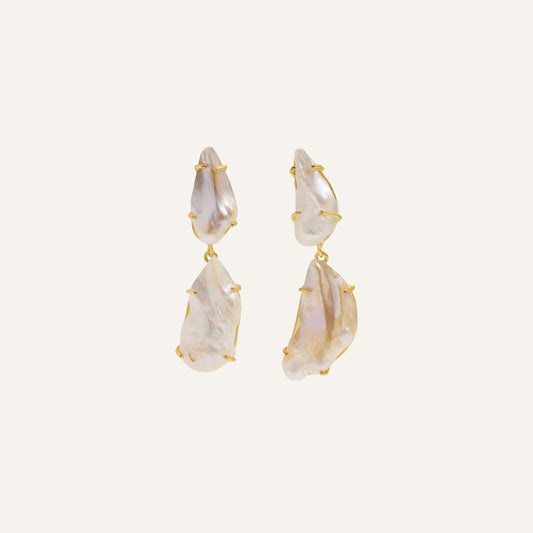 Boucles d'oreilles pendantes Perles baroques oversized - Oceane