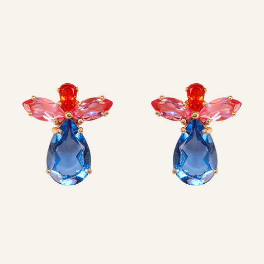 Boucles d'oreilles poire cristal Bleu/Rouge/Rose - Mini Perry