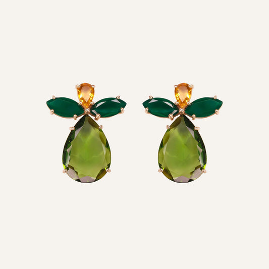Boucles d'oreilles poire cristal Vert/Jaune - Maxi Perry