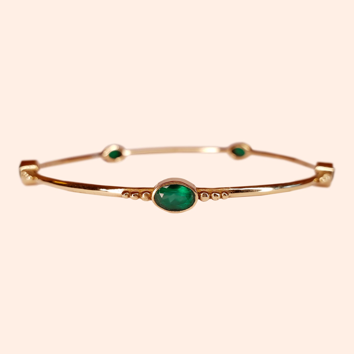 Bracelet jonc pierre Onyx vert - Gina