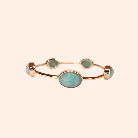 Bracelet jonc doré Amazonite turquoise - Gisella