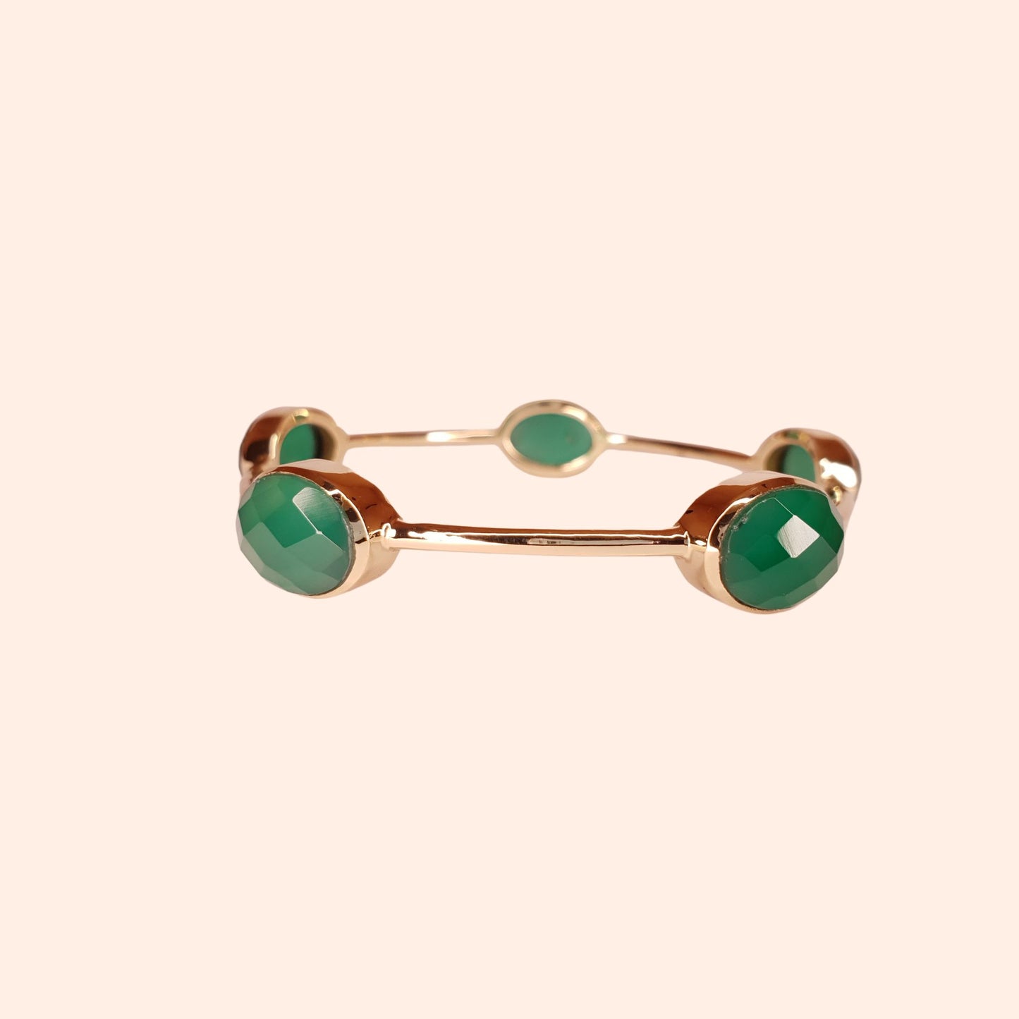 Bracelet jonc doré Onyx vert - Gisella