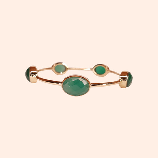 Bracelet jonc doré Onyx vert - Gisella